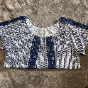 Blue Short Sleeve Print